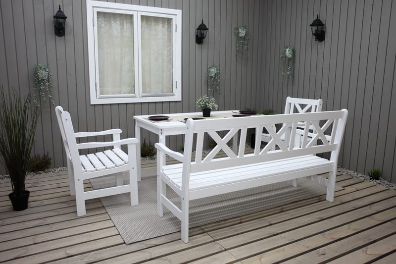 Utomhussoffa Europe 3-sits - Vit - Utemöbler - Utesoffa - Trädgårdsbänk & utebänk
