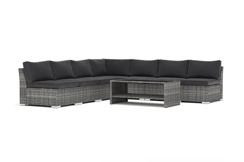 Wisconsin utomhus hörnsoffa 5-sits vändbar med öppet avslut - Grå - Utemöbler - Loungemöbler - Loungesoffa