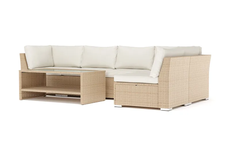 Wisconsin utomhus L-soffa 5-sits vändbar - Beige - Utemöbler - Loungemöbler - Loungesoffa