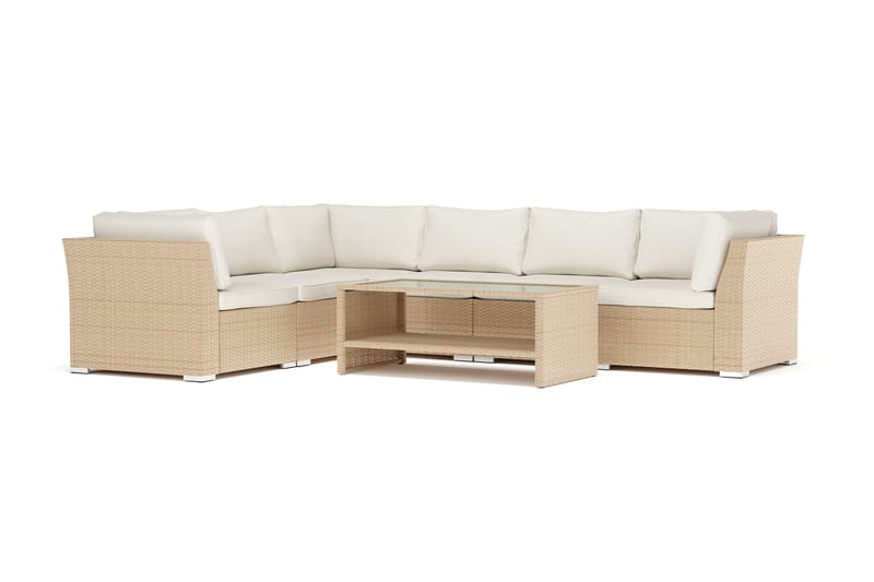 Wisconsin utomhus L-soffa 6-sits vändbar, Beige