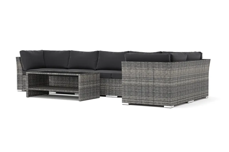 Wisconsin utomhus L-soffa 6-sits vändbar - Grå - Utemöbler - Loungemöbler - Loungesoffa