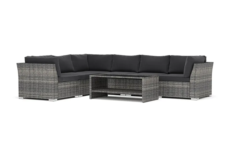 Wisconsin utomhus L-soffa 6-sits vändbar - Grå - Utemöbler - Loungemöbler - Loungesoffa