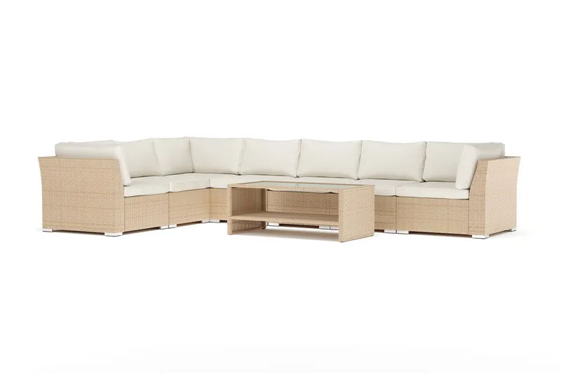 Wisconsin utomhus L-soffa 7-sits vändbar - Beige - Utemöbler - Loungemöbler - Loungesoffa