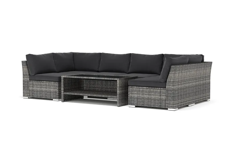 Wisconsin utomhus U-soffa 6-sits med öppet avslut, Grå