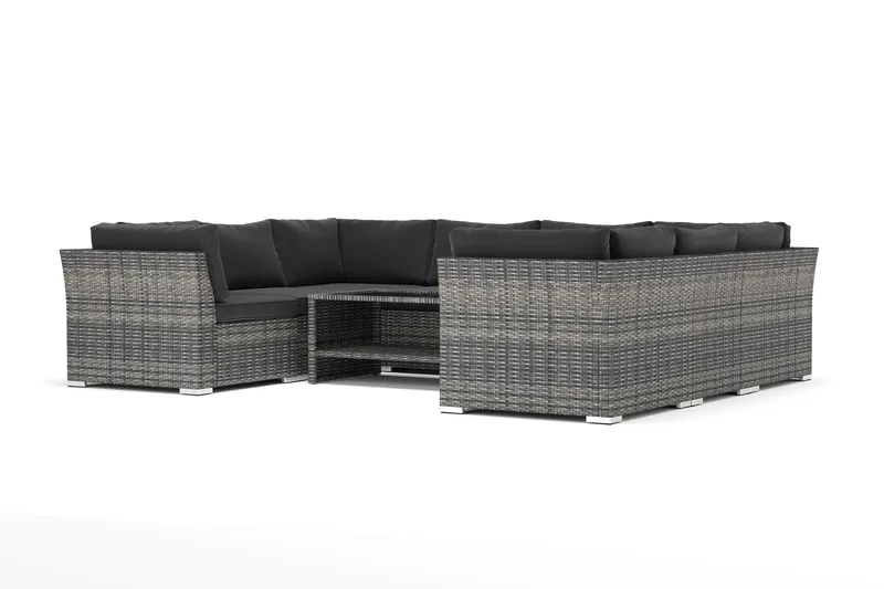 Wisconsin utomhus U-soffa 8-sits med stängt avslut - Grå - Utemöbler - Loungemöbler - Loungesoffa