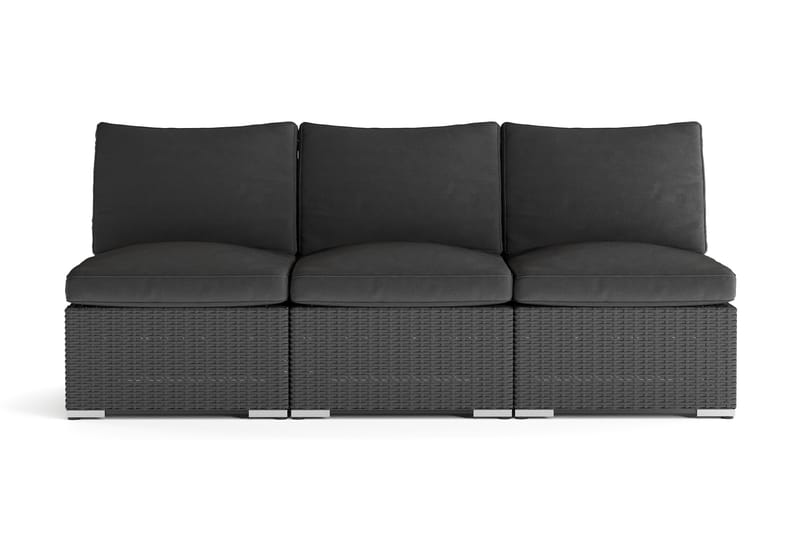 Wisconsin Premium Loungesoffa Utomhus utan Armstöd 3-sits Konstrotting - Svart - Utemöbler - Loungemöbler - Loungesoffa