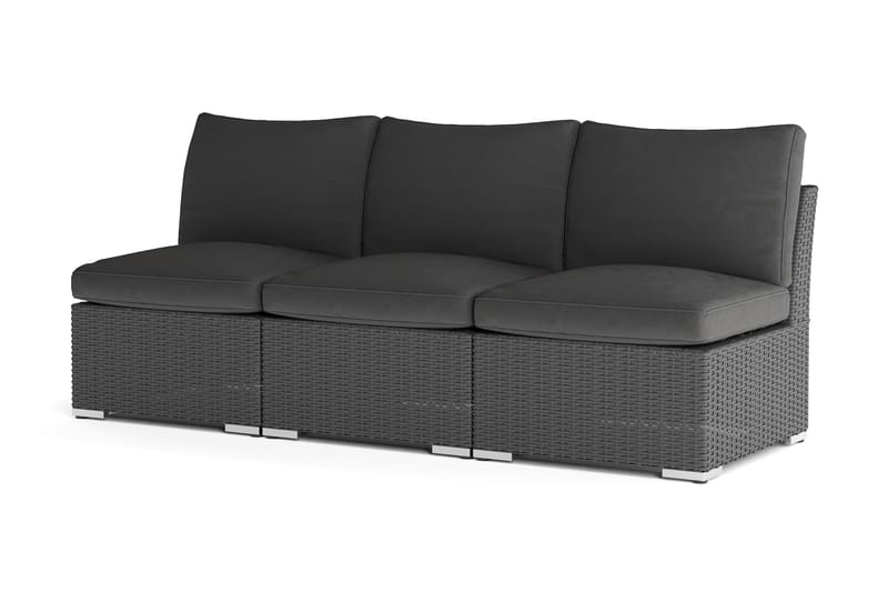 Wisconsin Premium Loungesoffa Utomhus utan Armstöd 3-sits Konstrotting - Svart - Utemöbler - Loungemöbler - Loungesoffa