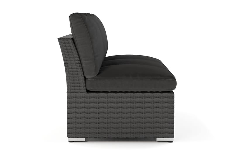 Wisconsin Premium Loungesoffa Utomhus utan Armstöd 3-sits Konstrotting - Svart - Utemöbler - Loungemöbler - Loungesoffa