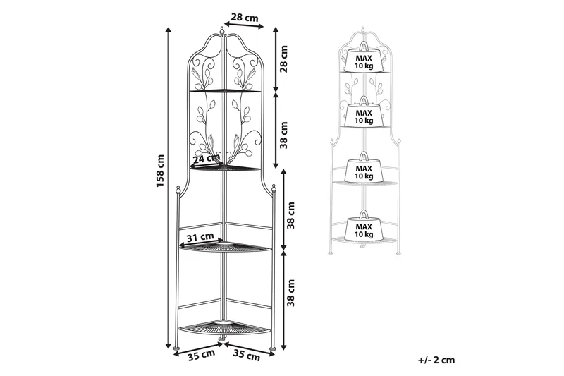 Ternengo Hörnhylla 35x35 cm - Metall/Svart - Utemöbler - Övrigt utemöbler - Tillbehör utomhus - Hyllor