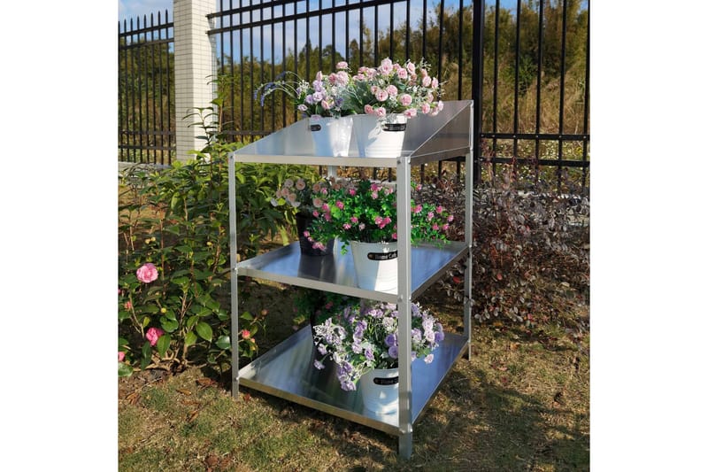 Växthushylla 56x56x92 cm - Silver - Utemöbler - Övrigt utemöbler - Tillbehör utomhus - Hyllor
