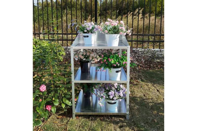 Växthushylla 56x56x92 cm - Silver - Utemöbler - Övrigt utemöbler - Tillbehör utomhus - Hyllor