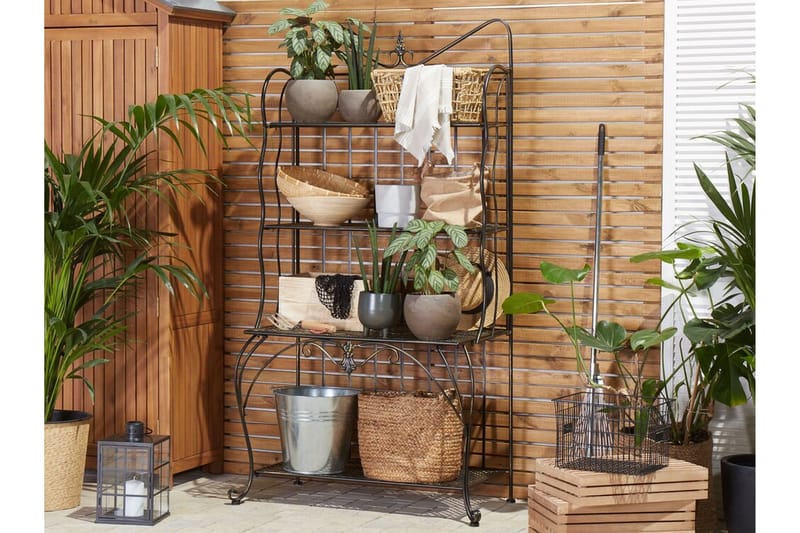 Växthylla 4 hyllor metall svart PAVONA - Svart - Utemöbler - Övrigt utemöbler - Tillbehör utomhus - Hyllor