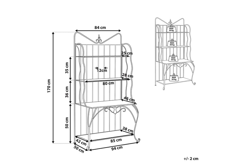 Växthylla 4 hyllor metall svart PAVONA - Svart - Utemöbler - Övrigt utemöbler - Tillbehör utomhus - Hyllor