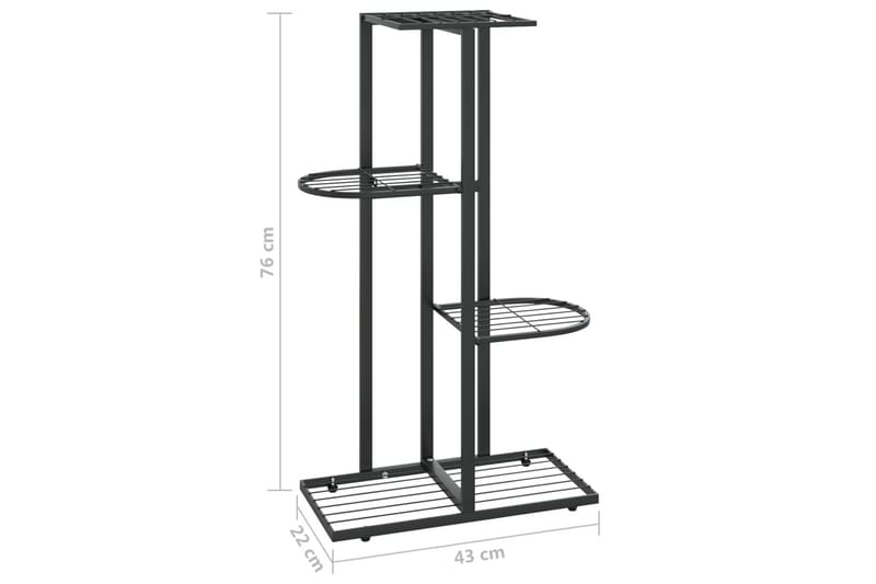 Växtställ med 4 hyllor 43x22x76 cm svart metall - Svart - Utemöbler - Övrigt utemöbler - Tillbehör utomhus - Hyllor