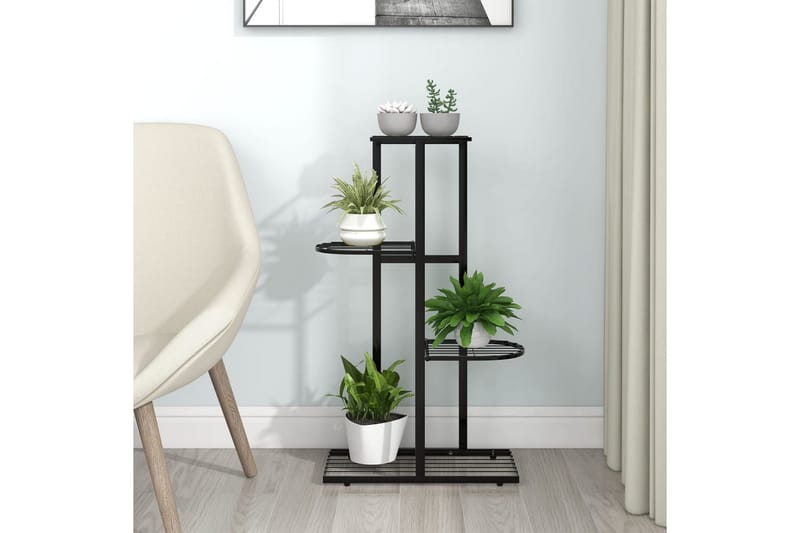 Växtställ med 4 hyllor 43x22x76 cm svart metall - Svart - Utemöbler - Övrigt utemöbler - Tillbehör utomhus - Hyllor