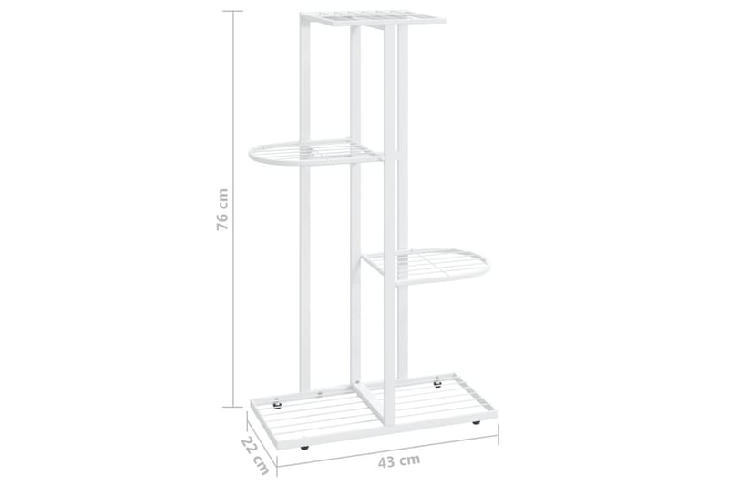 Växtställ med 4 hyllor 43x22x76 cm vit metall - Vit - Utemöbler - Övrigt utemöbler - Tillbehör utomhus - Hyllor