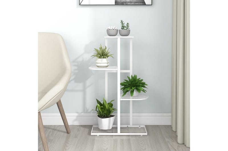 Växtställ med 4 hyllor 43x22x76 cm vit metall - Vit - Utemöbler - Övrigt utemöbler - Tillbehör utomhus - Hyllor