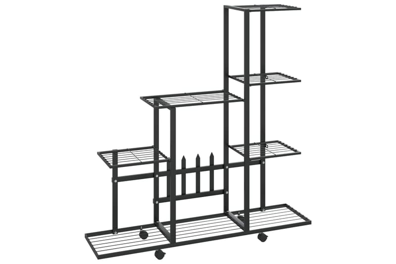 Växtställ på hjul 94,5x25x92,5 cm svart metall - Svart - Utemöbler - Övrigt utemöbler - Tillbehör utomhus - Hyllor