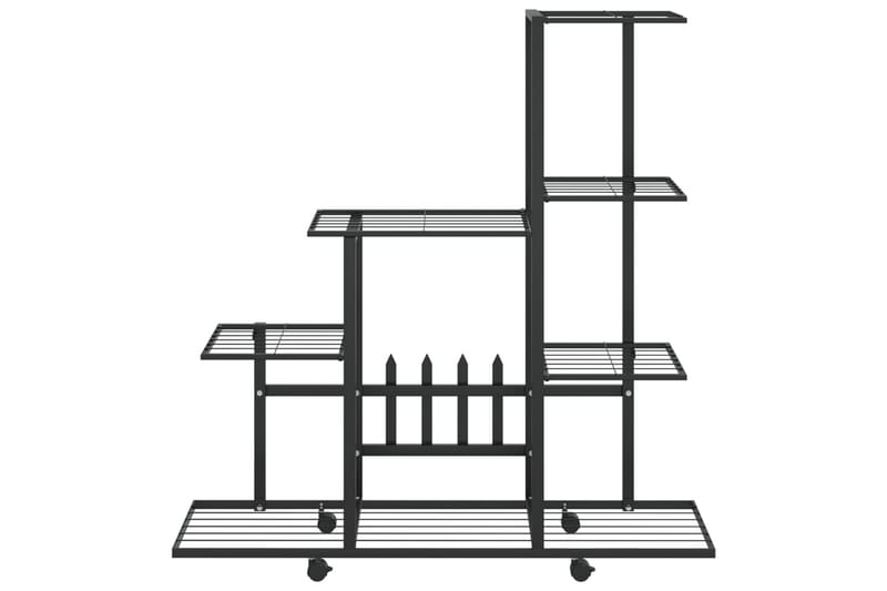 Växtställ på hjul 94,5x25x92,5 cm svart metall - Svart - Utemöbler - Övrigt utemöbler - Tillbehör utomhus - Hyllor