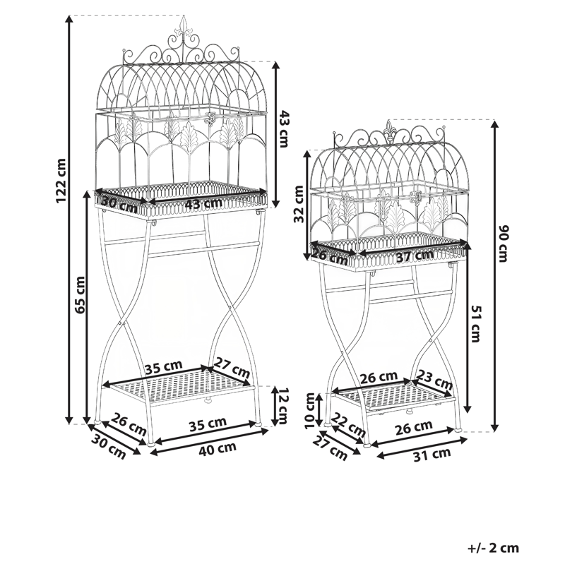 Set med 2 Hyllor utomhus Sicily 43/37 cm 30/27 cm - Grå - Utemöbler - Övrigt utemöbler - Tillbehör utomhus - Hyllor