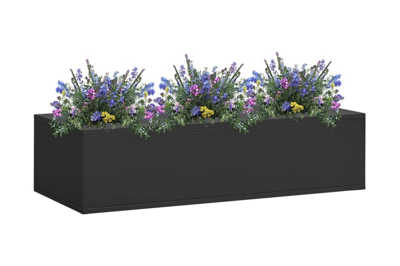 Blomlåda för kontor antracit 90x40x23 cm stål - Grå - Utomhuskrukor - Blomlåda