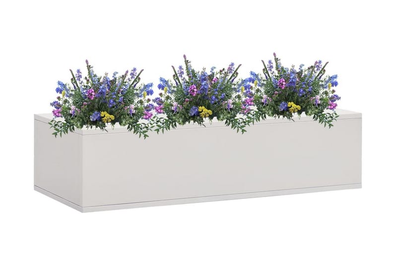Blomlåda för kontor ljusgrå 90x40x23 cm stål - Grå - Utomhuskrukor - Blomlåda