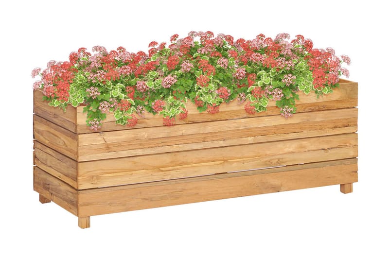 Blomlåda upphöjd 100x40x38 cm återvunnen teak och stål - Brun - Blomlåda - Utomhuskrukor