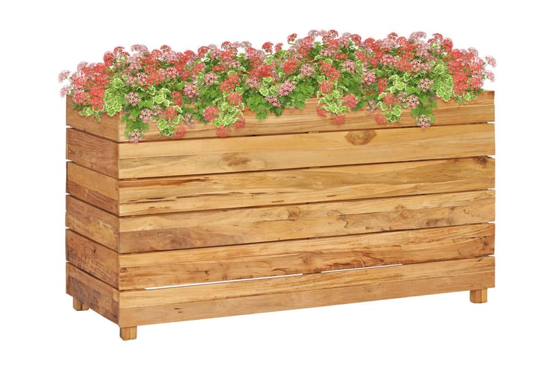 Blomlåda upphöjd 100x40x55 cm återvunnen teak och stål - Brun - Blomlåda - Utomhuskrukor