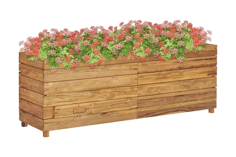 Blomlåda upphöjd 150x40x55 cm återvunnen teak och stål - Brun - Blomlåda - Utomhuskrukor