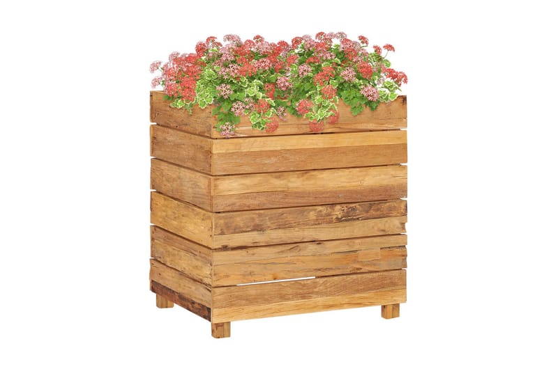 Blomlåda upphöjd 50x40x55 cm återvunnen teak och stål - Brun - Bloml�åda - Utomhuskrukor