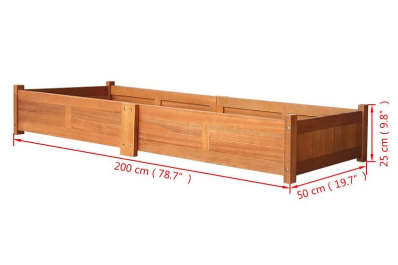 Blomlåda upphöjd akaciaträ 200x50x25 cm - Brun - Utemöbler - Övrigt utemöbler - Tillbehör utomhus - Utomhuskrukor