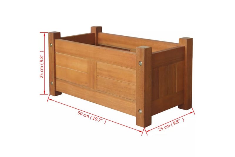 Blomlåda upphöjd akaciaträ 50x25x25 cm - Brun - Utemöbler - Övrigt utemöbler - Tillbehör utomhus - Utomhuskrukor