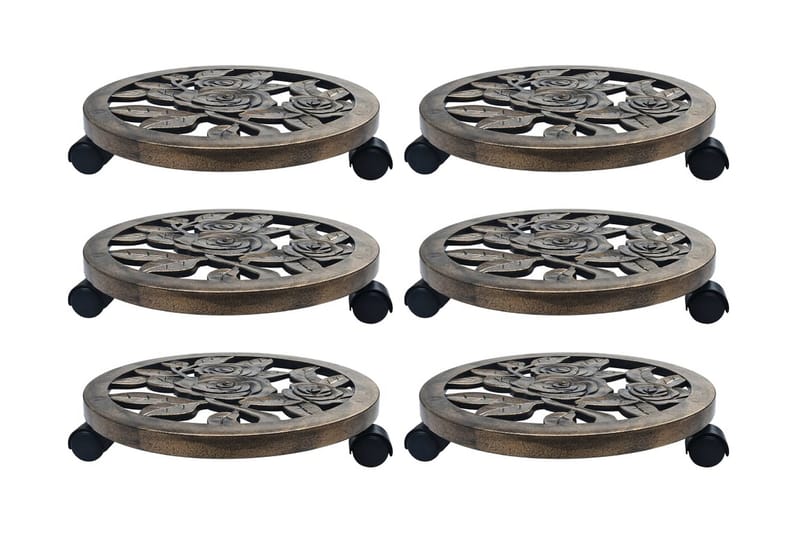 Blomvagnar 6 st brons 38 cm plast - Brun - Utemöbler - Övrigt utemöbler - Tillbehör utomhus - Utomhuskrukor