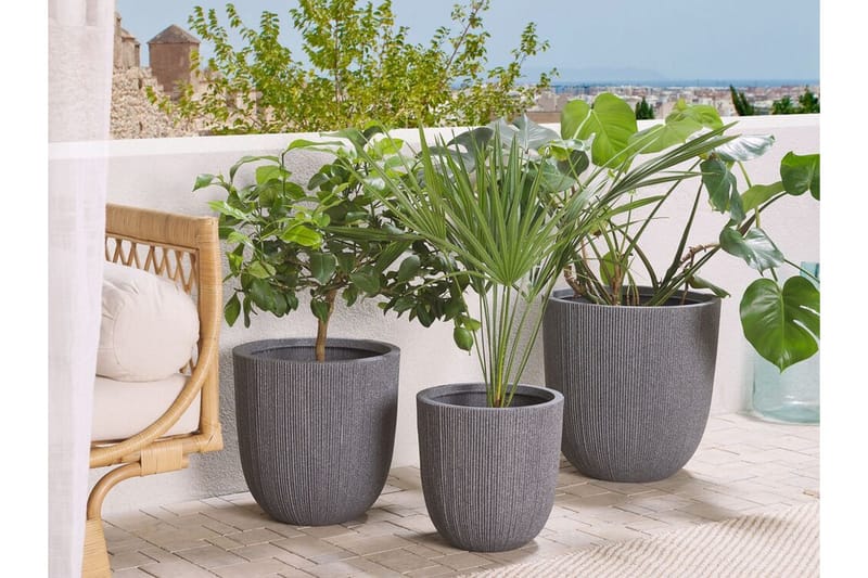 Kruka 44 x 44 x 48 cm grå CHIOS - Grå - Utemöbler - Övrigt utemöbler - Tillbehör utomhus - Utomhuskrukor