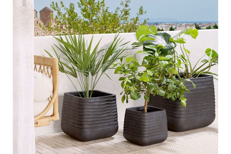 Kruka 50 x 50 x 49 cm svart PARIKIA - Svart - Utemöbler - Övrigt utemöbler - Tillbehör utomhus - Utomhuskrukor