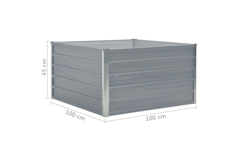Odlingslåda 100x100x45 cm galvaniserat stål grå - Grå - Utemöbler - Övrigt utemöbler - Tillbehör utomhus - Utomhuskrukor