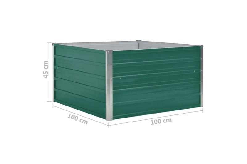 Odlingslåda 100x100x45 cm galvaniserat stål grön - Grön - Utomhuskrukor - Blomlåda