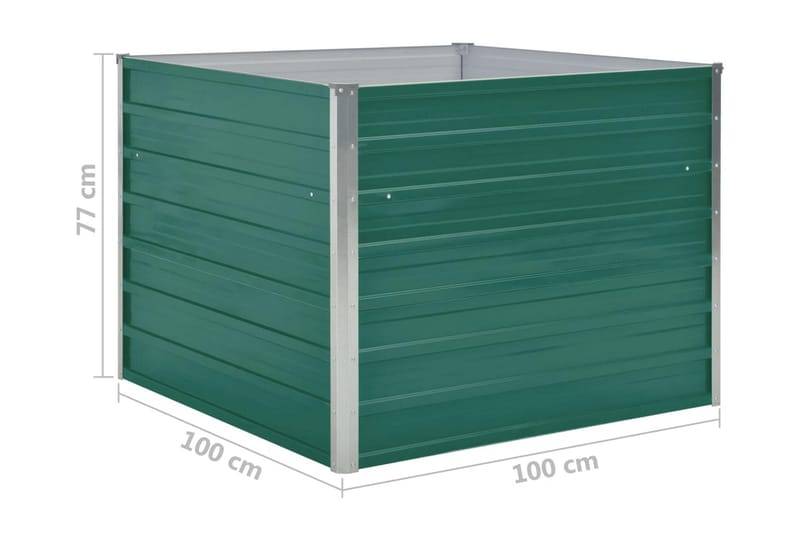 Odlingslåda 100x100x77 cm galvaniserad stål grön - Grön - Blomlåda - Utomhuskrukor