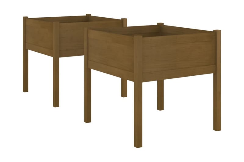 Odlingslåda 2 st honungsbrun 70x70x70 cm massiv furu - Honung - Utemöbler - Övrigt utemöbler - Tillbehör utomhus - Utomhuskrukor