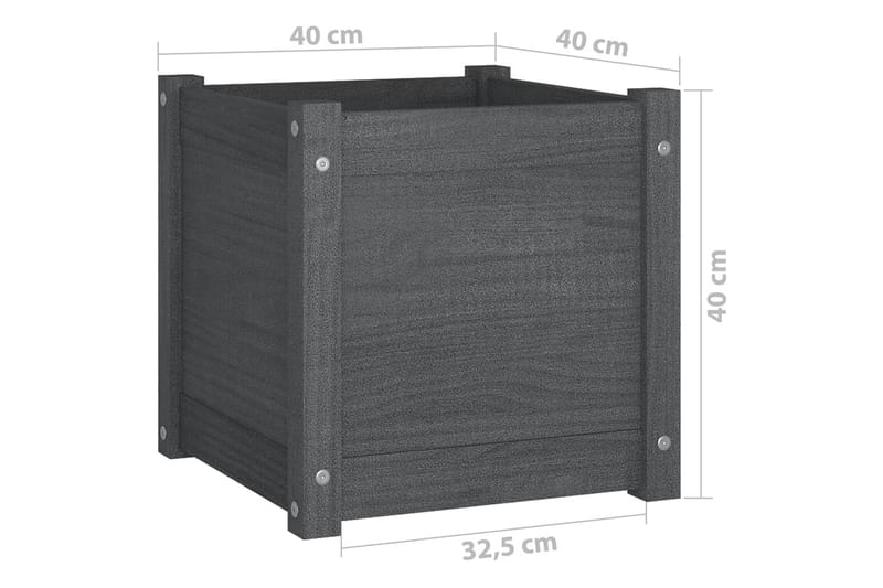 Odlingslåda grå 40x40x40 cm massiv furu - Grå - Utemöbler - Övrigt utemöbler - Tillbehör utomhus - Utomhuskrukor