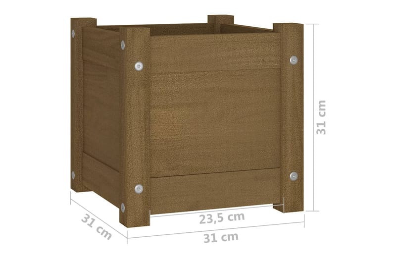Odlingslåda honungsbrun 31x31x31 cm massiv furu - Honung - Utemöbler - Övrigt utemöbler - Tillbehör utomhus - Utomhuskrukor