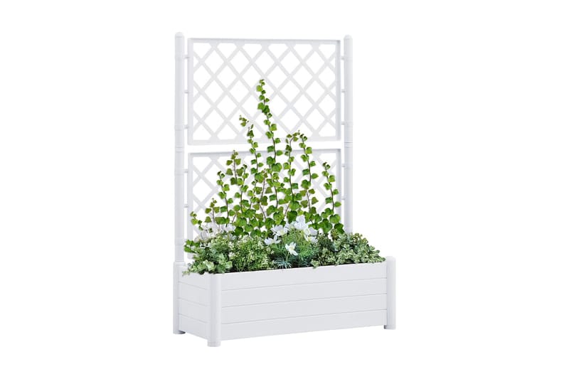 Odlingslåda med spaljé 100x43x142 cm PP vit - Vit - Blomlåda - Utomhuskrukor