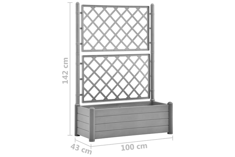 Odlingslåda med spaljé 100x43x142 cm PP grå - Grå - Blomlåda - Utomhuskrukor