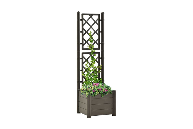 Odlingslåda med spaljé 43x43x142 cm PP antracit - Grå - Utemöbler - Övrigt utemöbler - Tillbehör utomhus - Utomhuskrukor