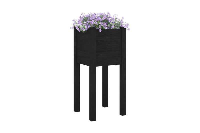 Odlingslåda svart 31x31x70 cm massiv furu - Svart - Blomlåda - Utomhuskrukor