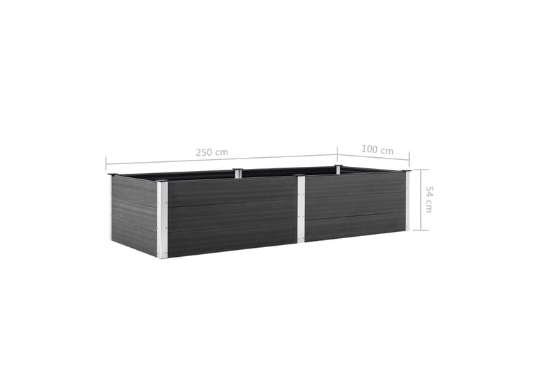 Odlingslåda upphöjd 250x100x54 cm WPC grå - Grå - Utemöbler - Övrigt utemöbler - Tillbehör utomhus - Utomhuskrukor