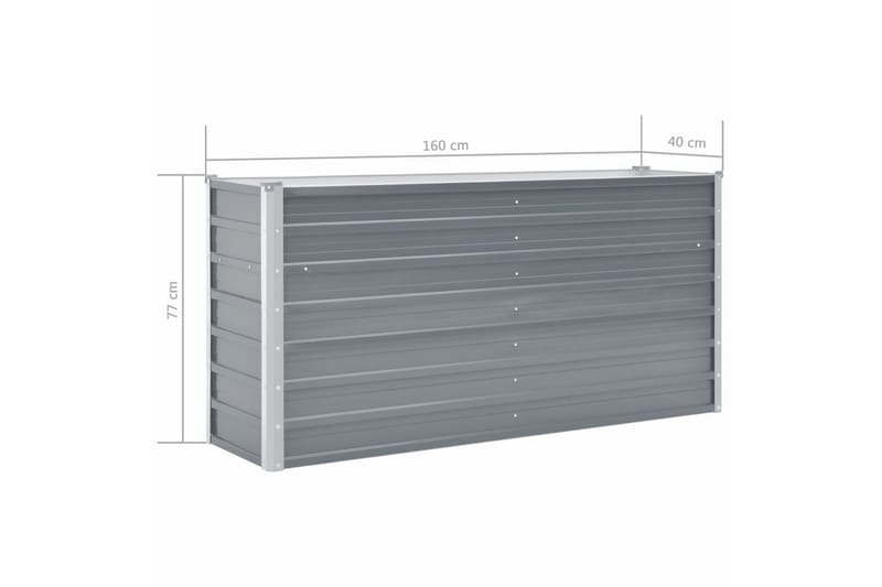 Odlingslåda upphöjd galvaniserat stål 160x40x77 cm grå - Grå - Utemöbler - Övrigt utemöbler - Tillbehör utomhus - Utomhuskrukor