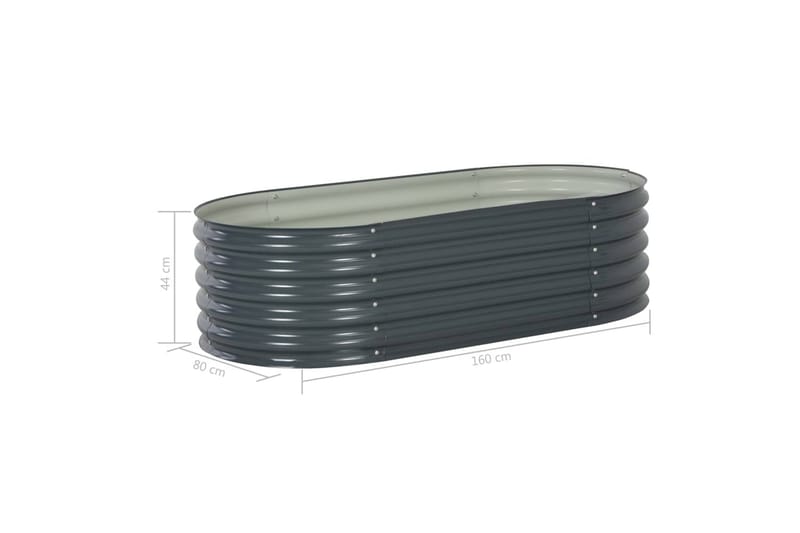 Odlingslåda upphöjd galvaniserat stål 160x80x44 cm grå - Grå - Utemöbler - Övrigt utemöbler - Tillbehör utomhus - Utomhuskrukor