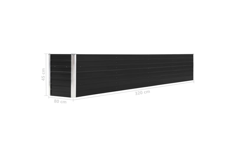 Odlingslåda upphöjd galvaniserat stål 320x40x45 cm antracit - Gr�å - Utemöbler - Övrigt utemöbler - Tillbehör utomhus - Utomhuskrukor
