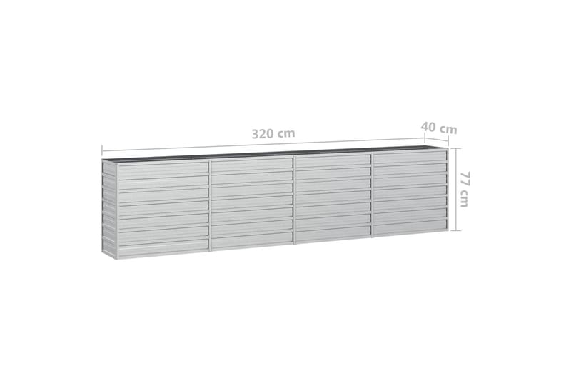 Odlingslåda upphöjd galvaniserat stål 320x40x77 cm silver - Silver - Utemöbler - Övrigt utemöbler - Tillbehör utomhus - Utomhuskrukor